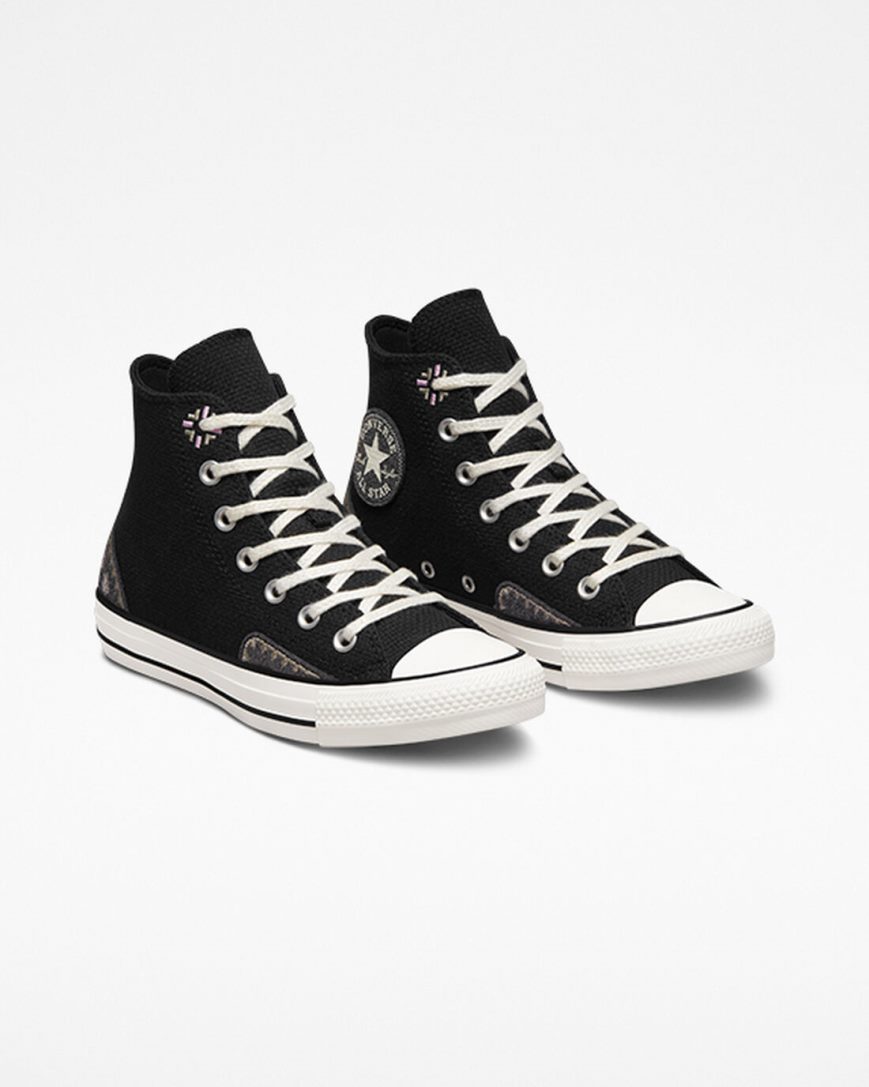 Zapatillas Altas Converse Chuck Taylor All Star Autumn Embroidery Mujer Negras Rosas | PE 072EW8